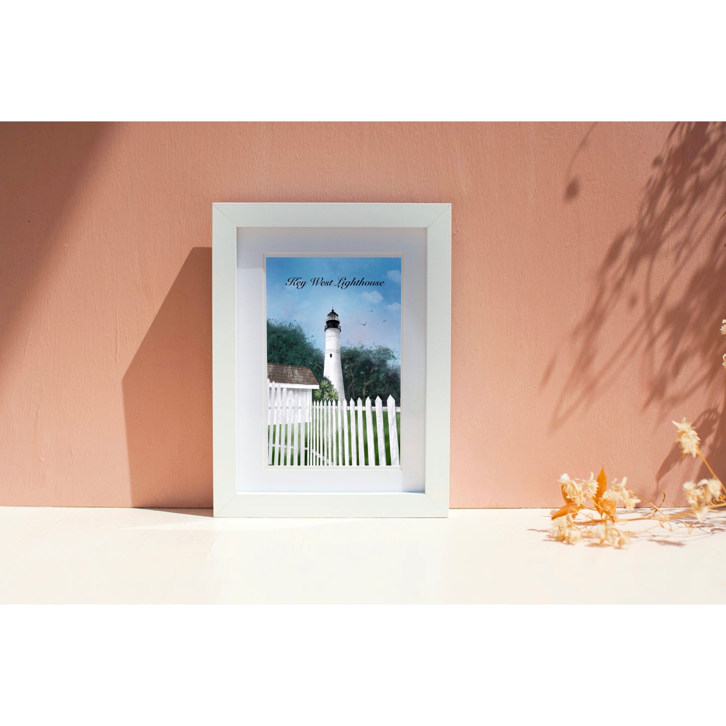 Key West Lighthouse Coastal Painting - Nautical Wall Art Print